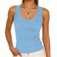 thumbnail image 1 of Womens Tank Tops Scoop Neck Sleeveless Ribbed Tank Summer Basic Thick Strap Slim Fitted Racerback Ribbed Knit Slim Fitted Basic Tank Top Shirt, 1 of 6