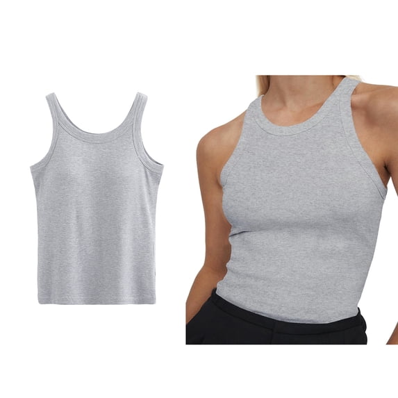 Womens Tank Tops Sleeveless Crew Neck Fitted Basic Tops Womens Summer Clothing Women's Casual Tops