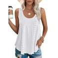 thumbnail image 1 of Womens Tank Tops Sleeveless Eyelet Embroidery Scoop Neck Loose Fit Casual Summer Flowy White XL, 1 of 7