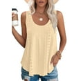 thumbnail image 1 of Womens Tank Tops Sleeveless Eyelet Embroidery Scoop Neck Loose Fit Casual Summer Flowy Yellow S, 1 of 7