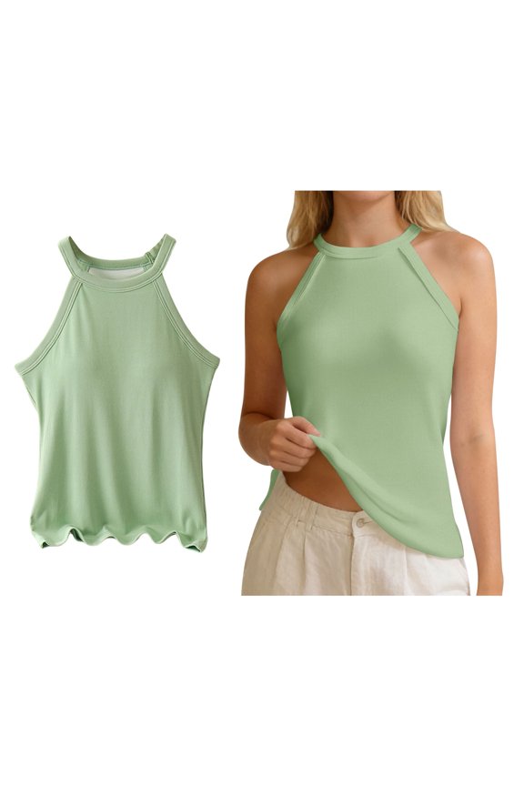 Womens Tank Tops Sleeveless Halter Tanks with Built in Bra Slim Fit Sports Bras Womens Bras