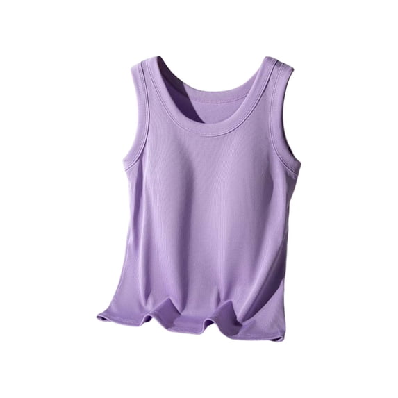 Womens Tank Tops Sleeveless Round Neck Thin Strap Classic Fit with Shelf Bra Cami Tank Summer Sleeveless Tops Plus Size Stretchy Everyday Streetwear Beach Tops and Blouse,Purple,XL