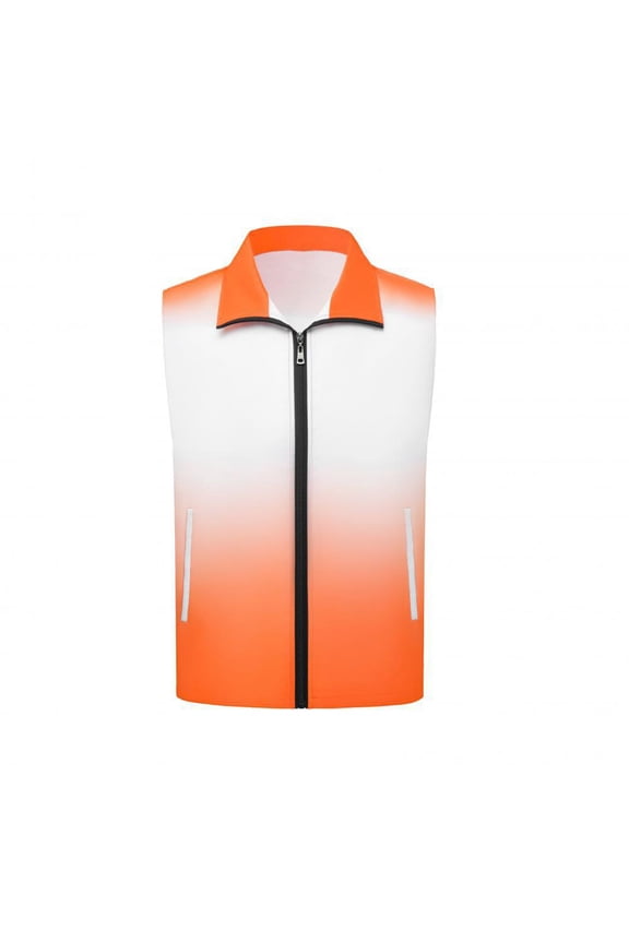 Womens Tank Tops- Sleeveless Vest for Women Fashion Gradient Print Full Zip Lightweight Casual Vest Jacket For Fishing Hiking Travel Orange M