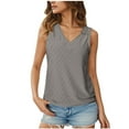 thumbnail image 1 of Womens Tank Tops Solid Color Plus Size Sleeveless V-Neck Lightweight Blouse Tops Summer Women Casual Loose Gym Workout Clothes Gray S, 1 of 8