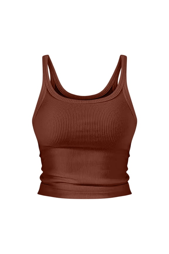Womens Tank Tops Solid Color Workout Ribbed Sleeveless Camisole Top Basic Layer Beach Vacation Oufits for Women Summer 2026 RD1