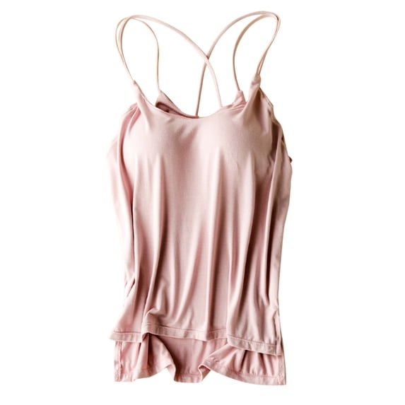 Womens Tank Tops Solid V Neck Backless with Built-in Bra Sleeveless Cami Top