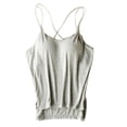 thumbnail image 1 of Womens Tank Tops Solid V Neck Backless with Built-in Bra Sleeveless Cami Top, 1 of 4