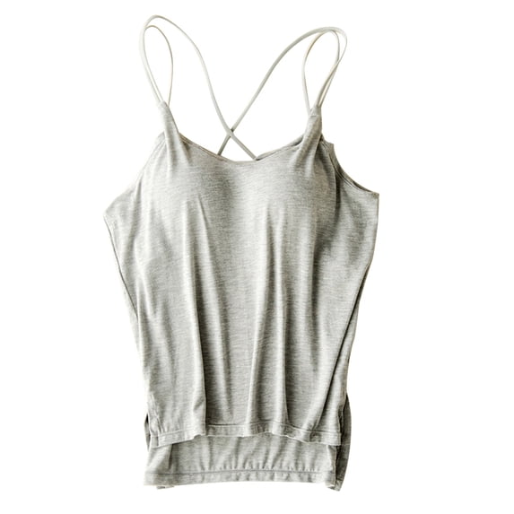 Womens Tank Tops Solid V Neck Backless with Built-in Bra Sleeveless Cami Top