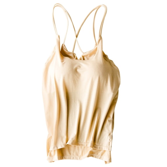 Womens Tank Tops Solid V Neck Backless with Built-in Bra Sleeveless Cami Top