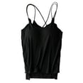 thumbnail image 1 of Womens Tank Tops Solid V Neck Backless with Built-in Bra Sleeveless Cami Top, 1 of 3