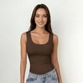 thumbnail image 1 of Womens Tank Tops Square Neck Fitted Sleeveless T-Shirts Ribbed Basic Top Brown M, 1 of 7