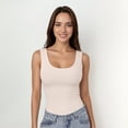 thumbnail image 1 of Womens Tank Tops Square Neck Fitted Sleeveless T-Shirts Ribbed Basic Top Cream L, 1 of 7