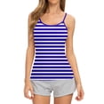 thumbnail image 1 of Womens Tank Tops Striped Printing Round Neck Sleeveless Suspender Camisole Tank Summer Clothes, 1 of 6