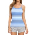 thumbnail image 1 of Womens Tank Tops Striped Printing Round Neck Sleeveless Suspender Camisole Tank Summer Clothes, 1 of 6