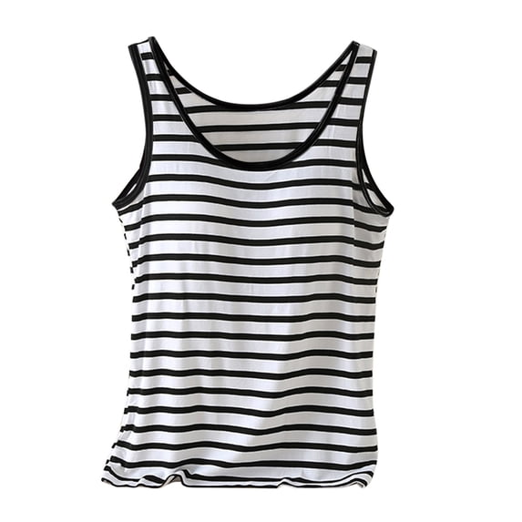 Womens Tank Tops Striped Thin Sling Tank With Built In Padded Womens Tops for Casual All Season Inner Wear
