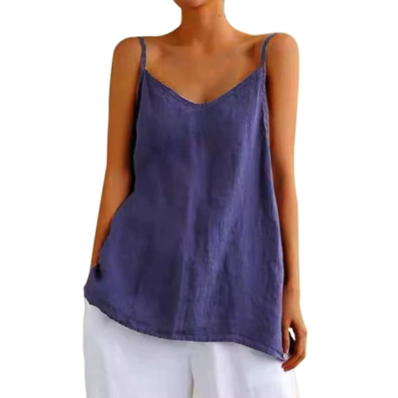 Womens Tank Tops Summer Casual Sleeveless V Neck Camisole Loose Fit Spaghetti Strap Cami Shirts