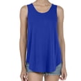 thumbnail image 1 of Womens Tank Tops Summer Loose Sleeveless Tops Ribbed Trim Scoop Neck Curved Hem Blue M, 1 of 6