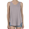 thumbnail image 1 of Womens Tank Tops Summer Loose Sleeveless Tops Ribbed Trim Scoop Neck Curved Hem Gray M, 1 of 6
