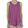 thumbnail image 1 of Womens Tank Tops Summer Loose Sleeveless Tops Ribbed Trim Scoop Neck Curved Hem Purple 2XL, 1 of 6