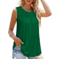 thumbnail image 1 of Womens Tank Tops Summer Pleated Crew Neck Sleeveless Tops For Women Ruched Loose 2xl Tops Women Shirt Women Sleeveless Pajamas Women Dressy Cardigan Women Beach Women Top Shirts Women Loose Workout, 1 of 6