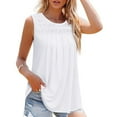 thumbnail image 1 of Womens Tank Tops Summer Pleated Crew Neck Sleeveless Tops For Women Ruched Loose 2xl Tops Women Shirt Women Sleeveless Pajamas Women Dressy Cardigan Women Beach Women Top Shirts Women Loose Workout, 1 of 6