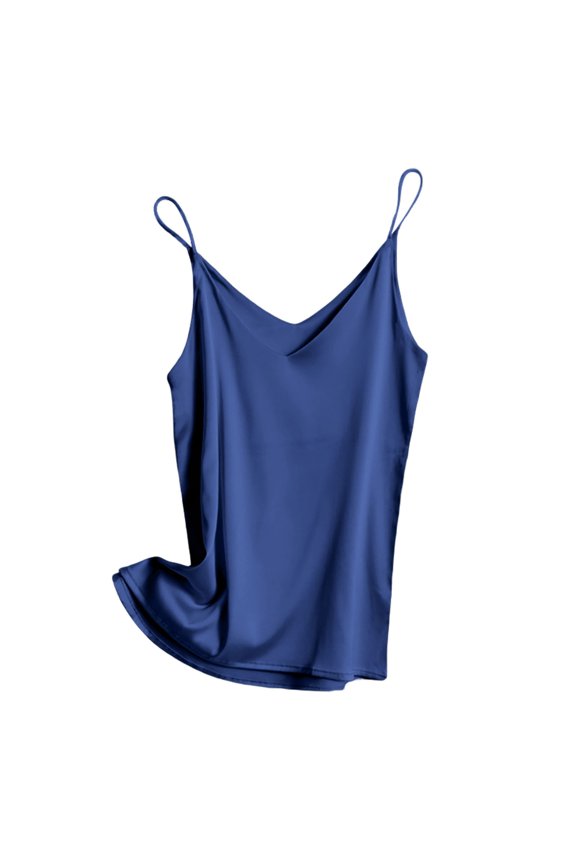 Womens Tank Tops Summer Ribbed Knit V Neck Casual Stretch Basic Tank Comfortable Camisoles for Women Blue L