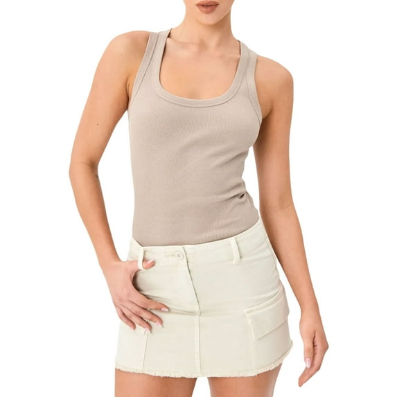 Womens Tank Tops Summer Sleeveless Shirts Off Shoulder Solid Color Top Slim Fit