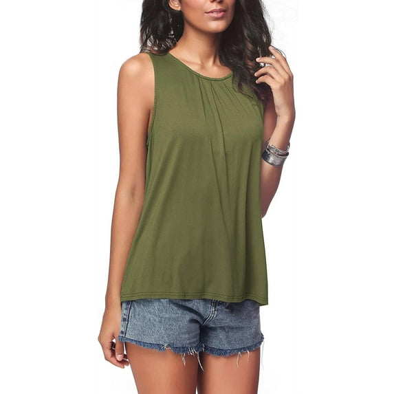 Womens Tank Tops Summer T Shirts Sleeveless Casual Loose Tunic Blouses