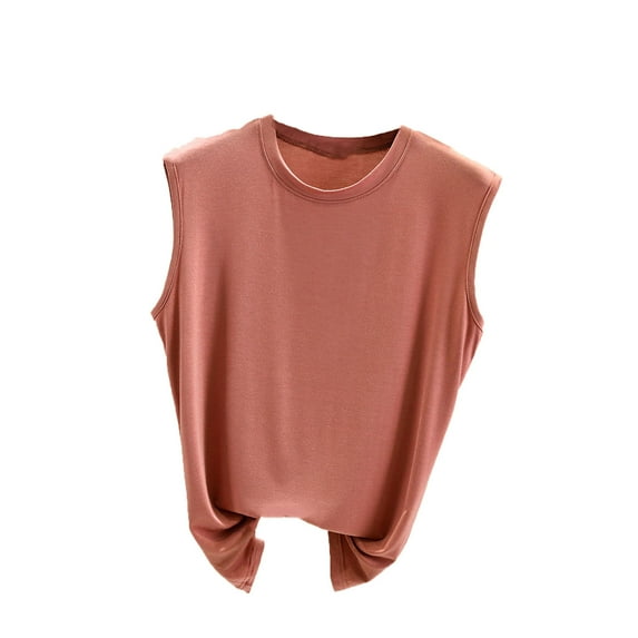 Womens Tank Tops- Tank Top Women Summer Casual Crewneck Sleeveless Tee Modal Cotton Shirt Basic Trendy Beach Vacation Outfits Clothes Pink M