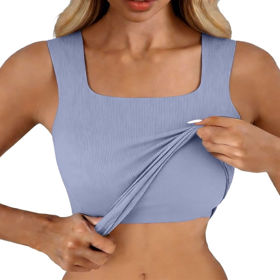 Womens Tank Tops U Neck In Bra Tank High Strechy Sleeveless Slim Fit Tops Camisole Workout Tops on Sale