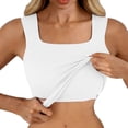 thumbnail image 1 of Womens Tank Tops U Neck In Bra Tank High Strechy Sleeveless Slim Fit Tops Camisole Workout Tops on Sale, 1 of 6
