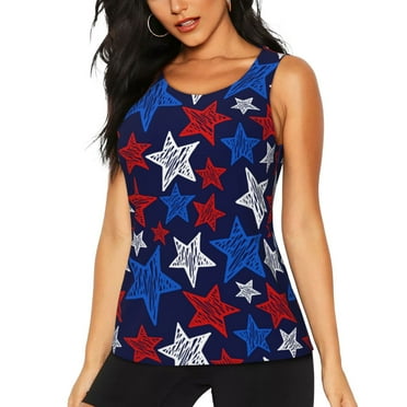 Womens Tank Tops, Usa Flag Print Star Athletic Workout Tank Tops For Woman, Sleeveless Dry-Fit Running Yoga Shirts