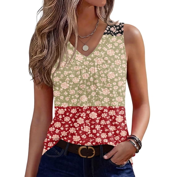 Womens Tank Tops V Neck Basic Solid Color Casual Flowy Summer Sleeveless #01Khaki 2XL
