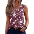 thumbnail image 1 of Womens Tank Tops V Neck Basic Solid Color Casual Flowy Summer Sleeveless #01Wine L, 1 of 6