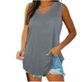 thumbnail image 1 of Womens Tank Tops V Neck Basic Solid Color Casual Flowy Summer Sleeveless, 1 of 6