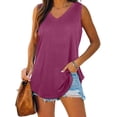 thumbnail image 1 of Womens Tank Tops V Neck Basic Solid Color Casual Flowy Summer Sleeveless, 1 of 12