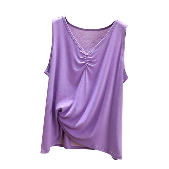 Womens Tank Tops V Neck Ruched Workout Clothes Loose Fit Casual Sleeveless Beach Vacation Outfits Trendy Fall Blouses