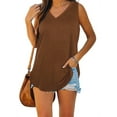 thumbnail image 1 of Womens Tank Tops V Neck Summer Sleeveless Shirts Loose Fit Solid Color Top, 1 of 2