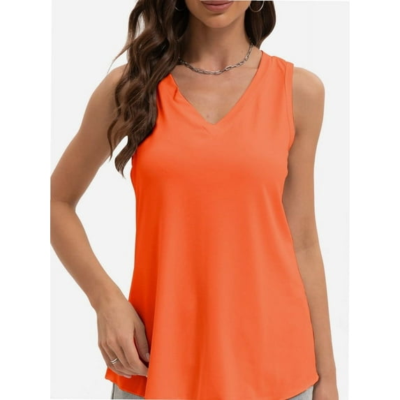 Womens Tank Tops V Neck Summer Trendy Casual Loose Fit Flowy Sleeveless Shirts