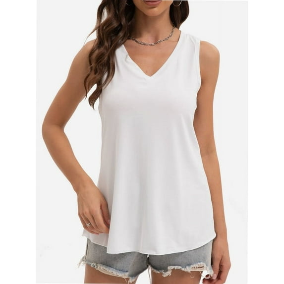 Womens Tank Tops V Neck Summer Trendy Casual Loose Fit Flowy Sleeveless Shirts
