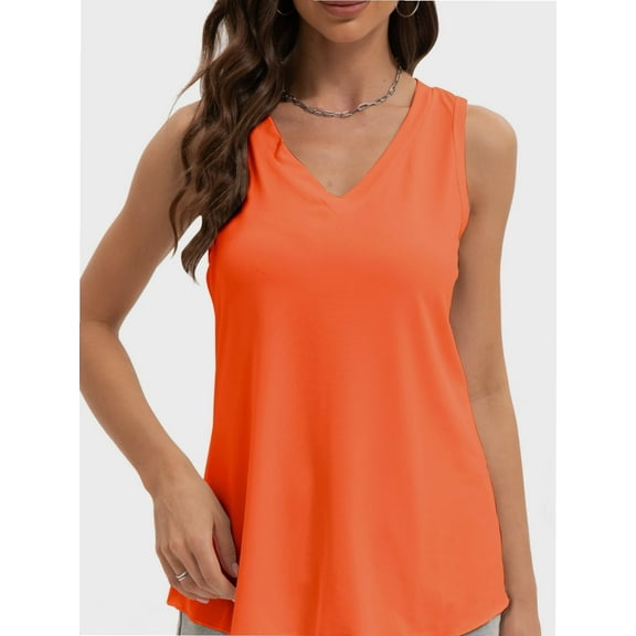 Womens Tank Tops V Neck Summer Trendy Casual Loose Fit Flowy Sleeveless Shirts