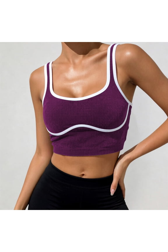 Womens Tank Tops Wireless Back Athletic Tank Top Square Neck Yoga Running Womens Camisole PP2 L