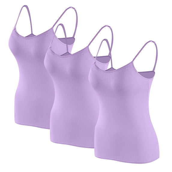 Womens Tank Tops With Built In Bra,Seamless Tank Tops For Women Crop Top Tanks For Women 3-Pack Purple 2XL