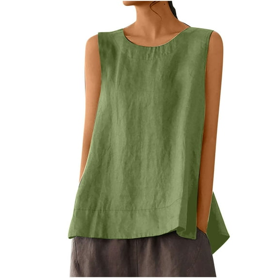 Wo-Fusoul Women'S Tank Tops Women's Classic Round Neck Solid Color Sleeveless T-Shirt Tank Top Women'S Tank Top