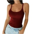 thumbnail image 1 of Womens Tank Tops- Women Spaghetti Straps Cami Tops Scoop Neck Stretch Slim Knitted Ribbed Camisole Basic Sleeveless Layering Shirts, 1 of 6
