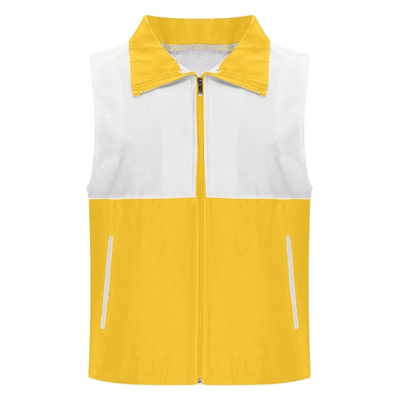 Womens Tank Tops- Women's Lightweight Fishing Vest, Color Block Casual Zip Up Utility Sleeveless Travel Hiking Golf Jackets with Pockets Yellow XXXXL