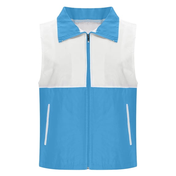 Womens Tank Tops- Women's Lightweight Fishing Vest, Color Block Casual Zip Up Utility Sleeveless Travel Hiking Golf Jackets with Pockets Sky Blue XXXXL