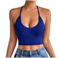 thumbnail image 1 of Womens Tank Tops- Womens Camisole Tank Tops V Neck Sleeveless Ribbed Knit Cross Strapy Back Crop Cami Tops Y2k Summer Slim Fit Camisole Blue S, 1 of 4