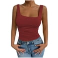 thumbnail image 1 of Womens Tank Tops- Womens Cotton Ribbed Square Neck Tank Tops Basic Backless Sleeveless Summer Cami Shirts 2026 Wine S, 1 of 4