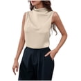 thumbnail image 1 of Womens Tank Tops- Womens Mock Neck Satin Tank Tops Business Casual Work Ruched Blouses Summer Corporate Outfits, 1 of 9